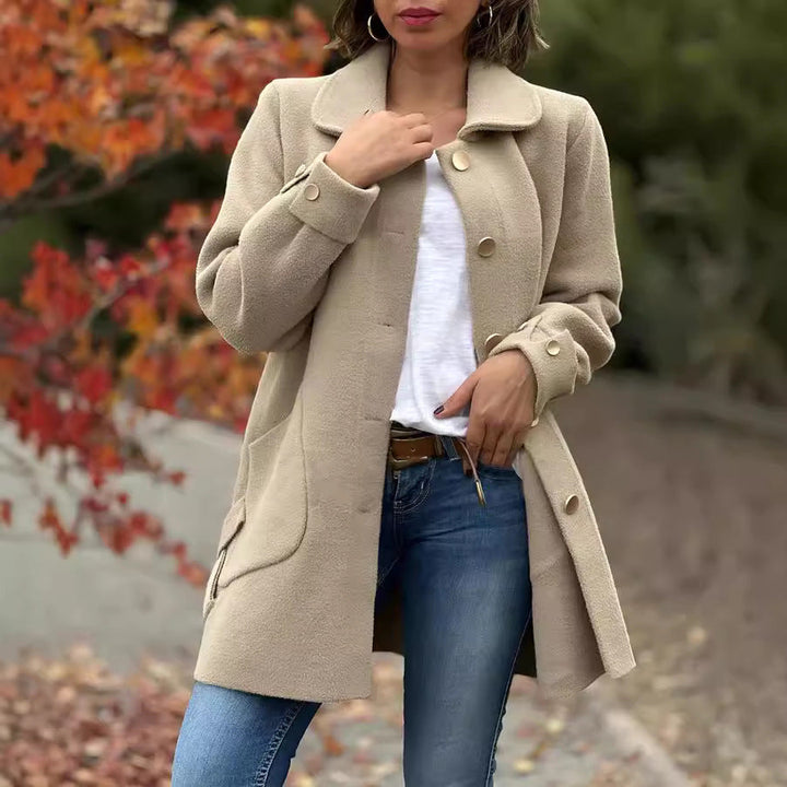 Women's Oversized Buttoned Patch Pocket Fall Long Coat