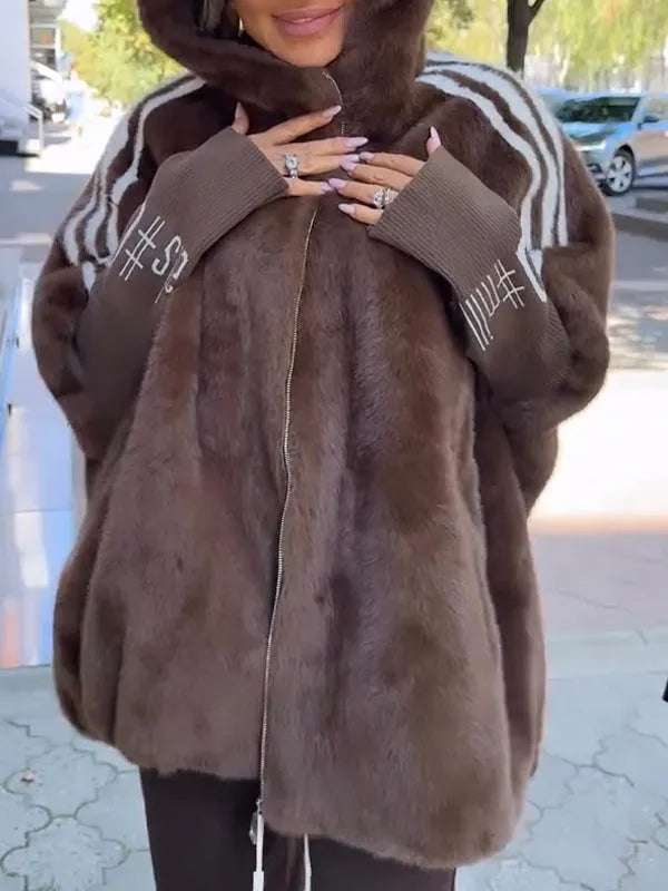 Women's Oversized Faux Fur Lined Hooded Winter Coat