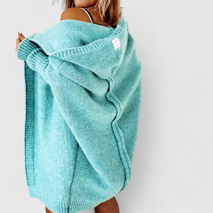 Women's Oversized Knee Length Hooded Knit Duster Cardigan