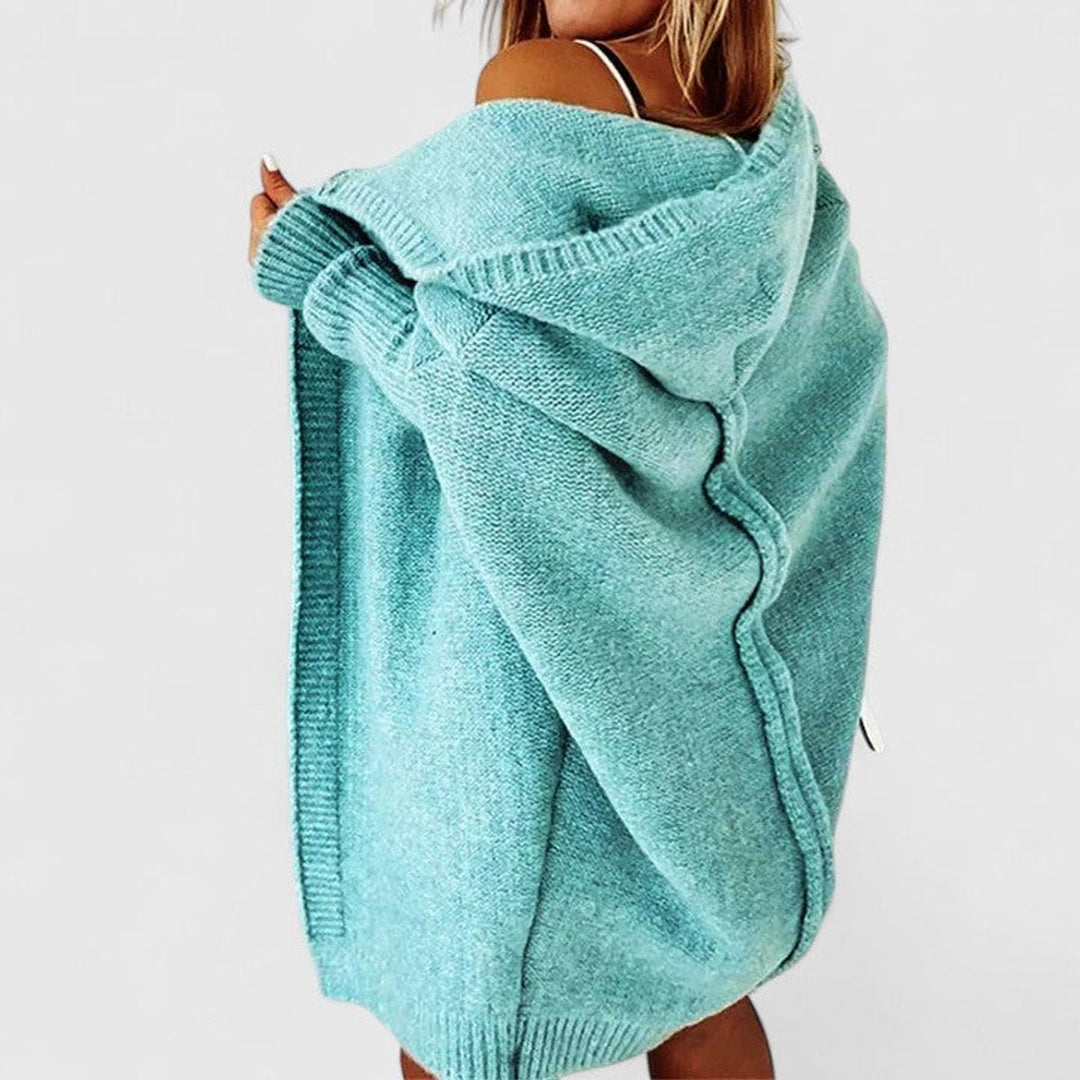 Women's Oversized Knee Length Hooded Knit Duster Cardigan