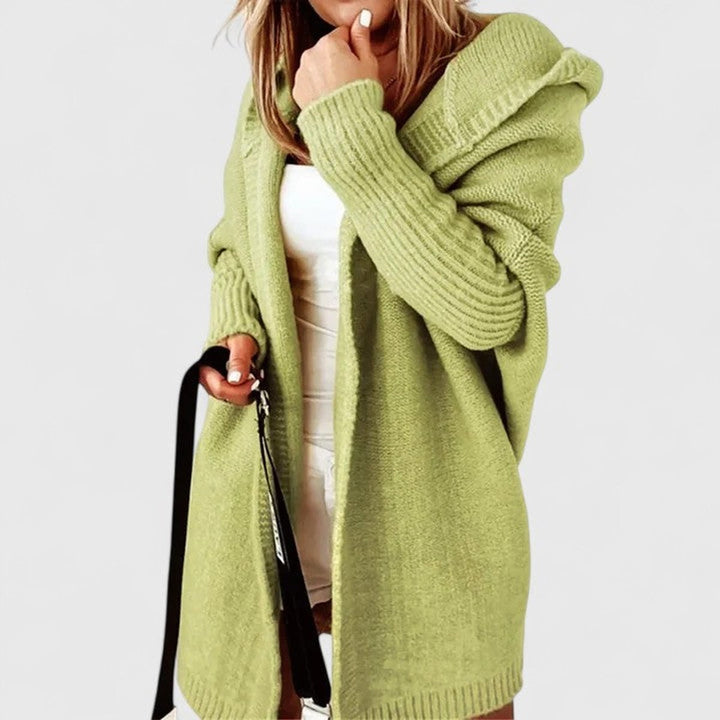 Women's Oversized Knee Length Hooded Knit Duster Cardigan