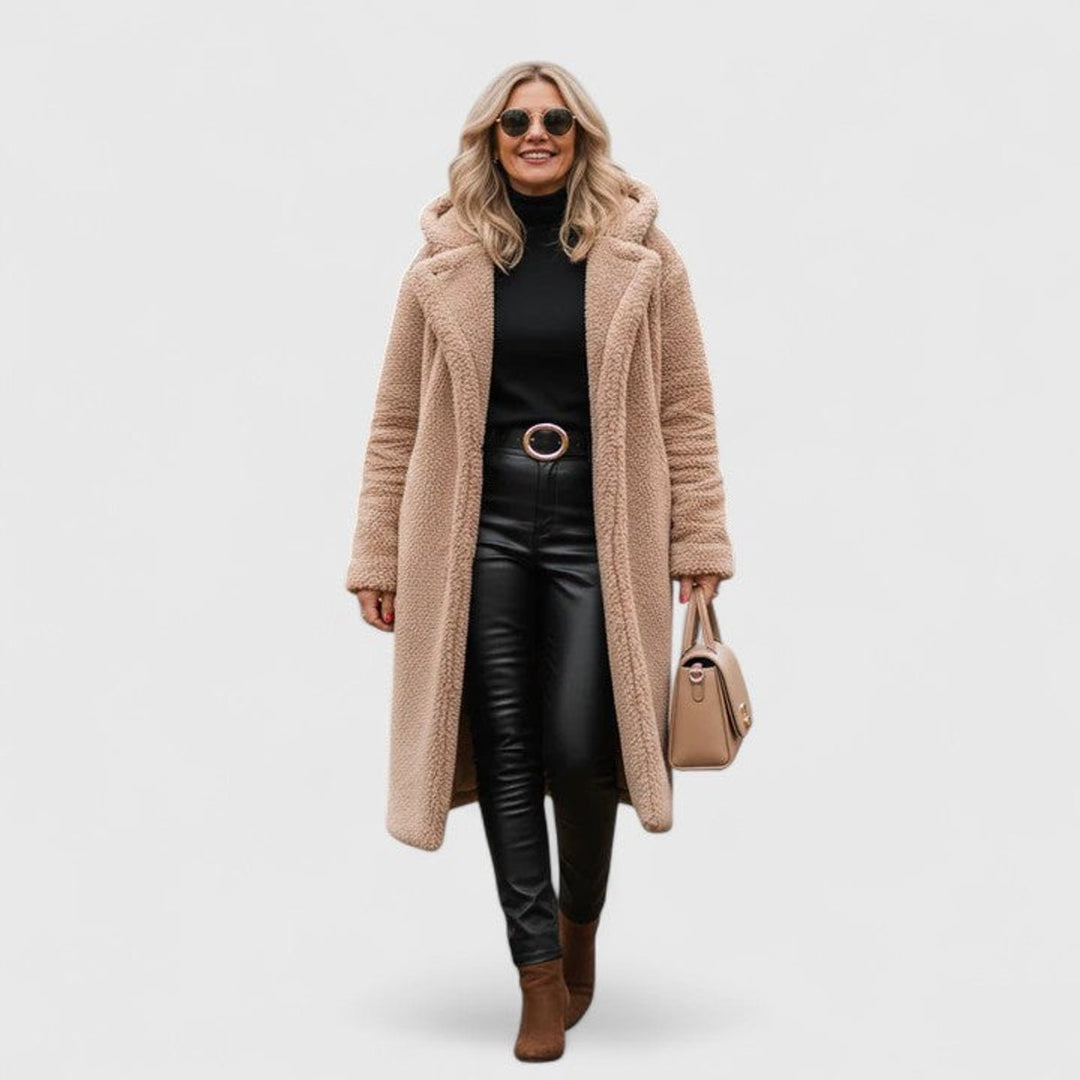 Women's Oversized Long Open Front Sherpa Teddy Coat