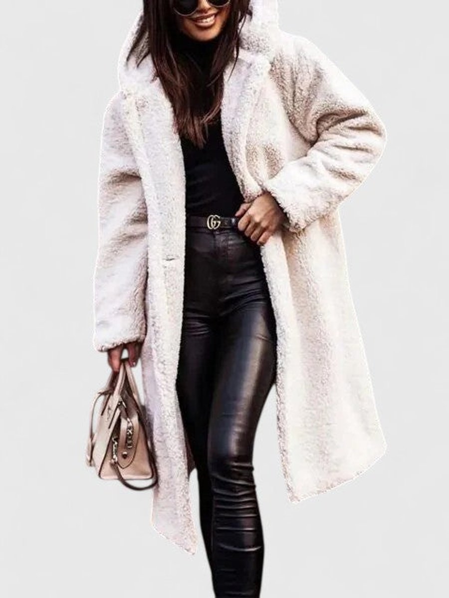 Women's Oversized Long Open Front Sherpa Teddy Coat