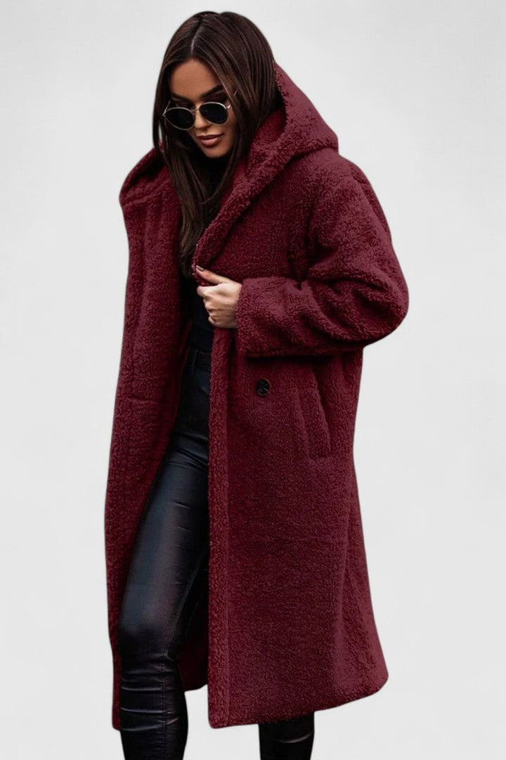 Women's Oversized Long Open Front Sherpa Teddy Coat
