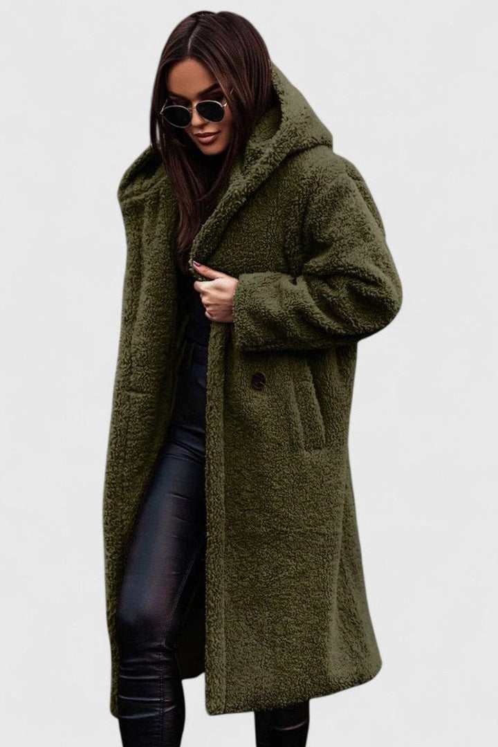 Women's Oversized Long Open Front Sherpa Teddy Coat