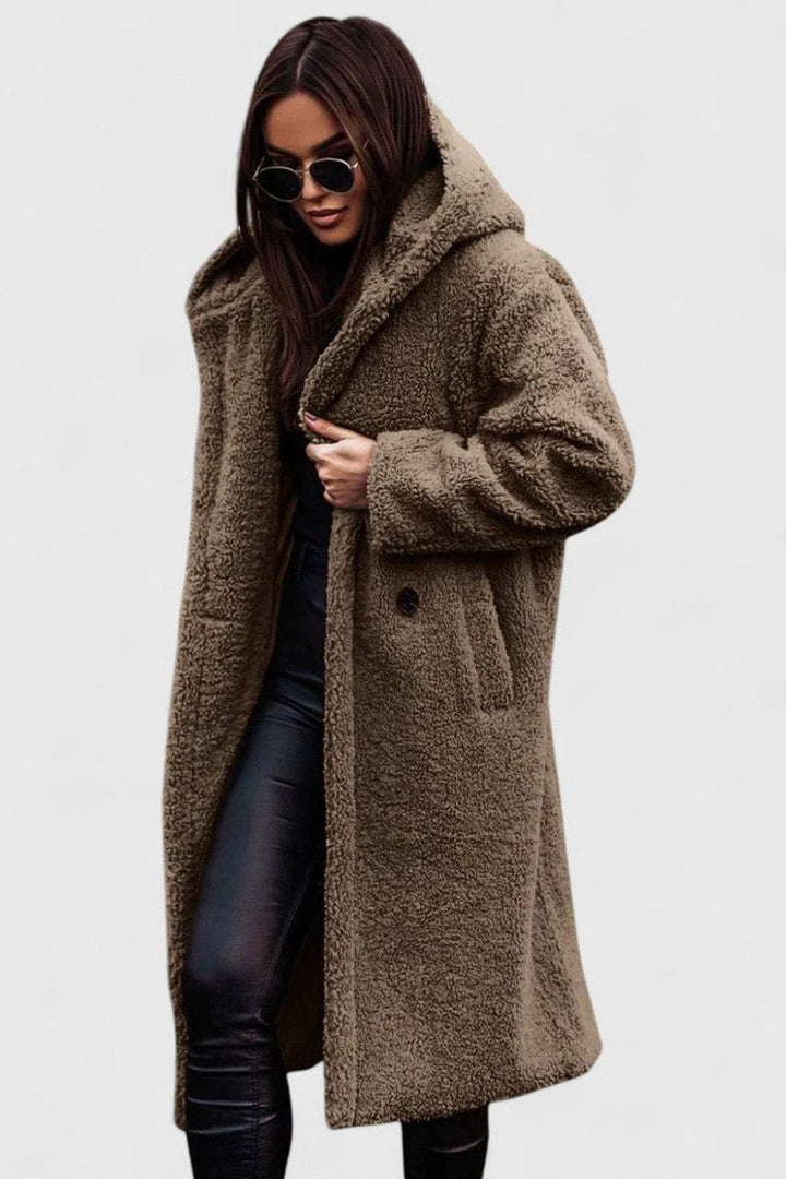 Women's Oversized Long Open Front Sherpa Teddy Coat