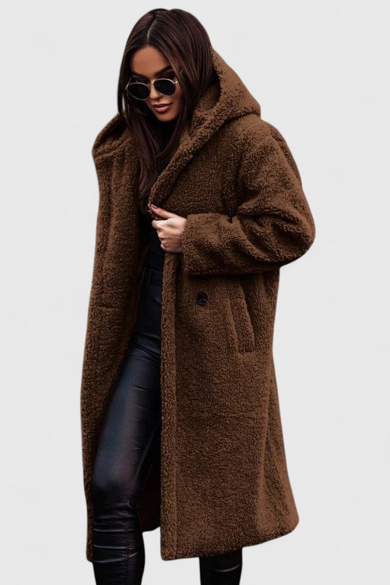 Women's Oversized Long Open Front Sherpa Teddy Coat