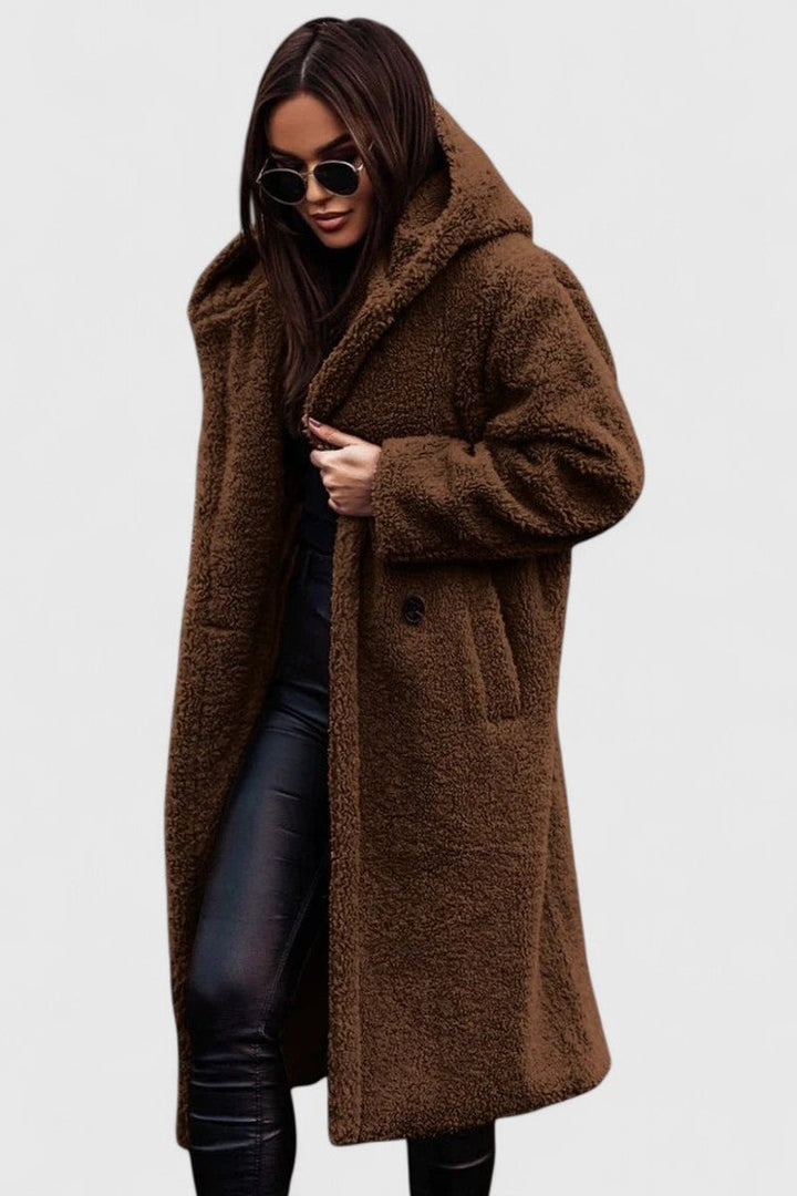 Women's Oversized Long Open Front Sherpa Teddy Coat