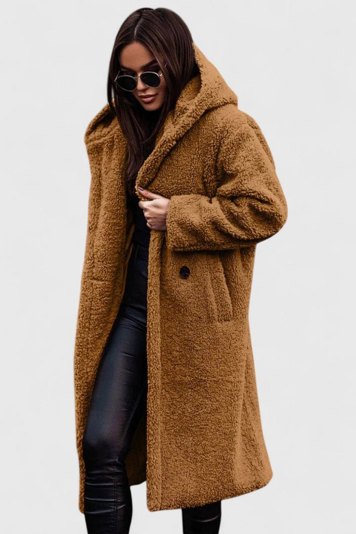 Women's Oversized Long Open Front Sherpa Teddy Coat