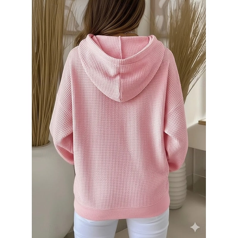 Women's Oversized Pouch Pocket Relaxed Fit Pullover Hoodie