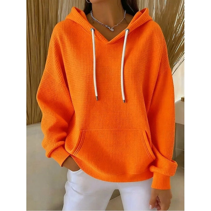 Women's Oversized Pouch Pocket Relaxed Fit Pullover Hoodie