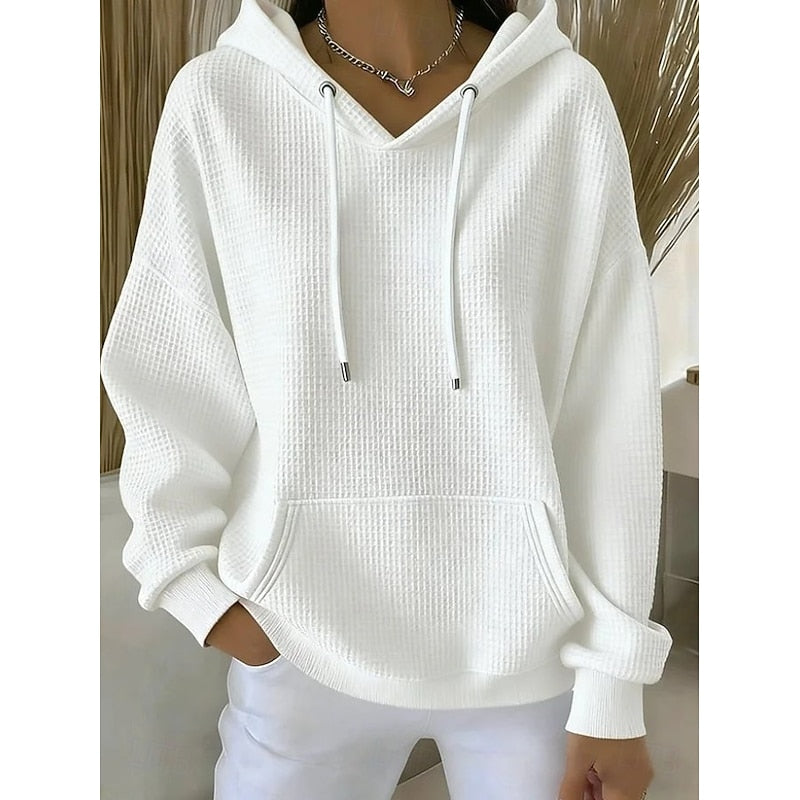 Women's Oversized Pouch Pocket Relaxed Fit Pullover Hoodie