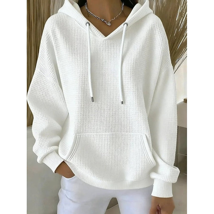 Women's Oversized Pouch Pocket Relaxed Fit Pullover Hoodie