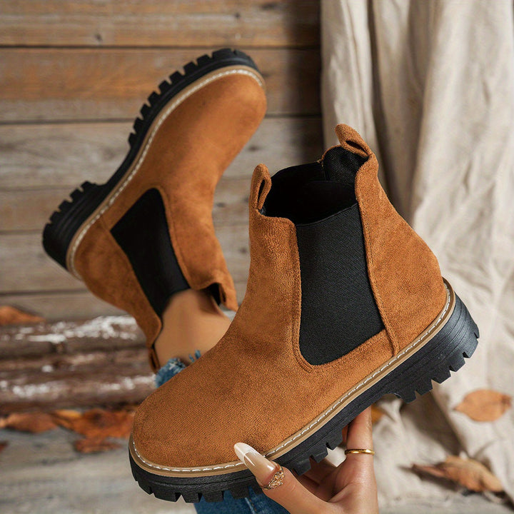 Women's Platform Lug Sole Slip On Chelsea Ankle Boots