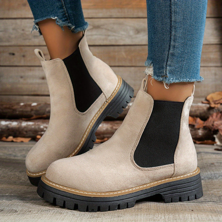 Women's Platform Lug Sole Slip On Chelsea Ankle Boots