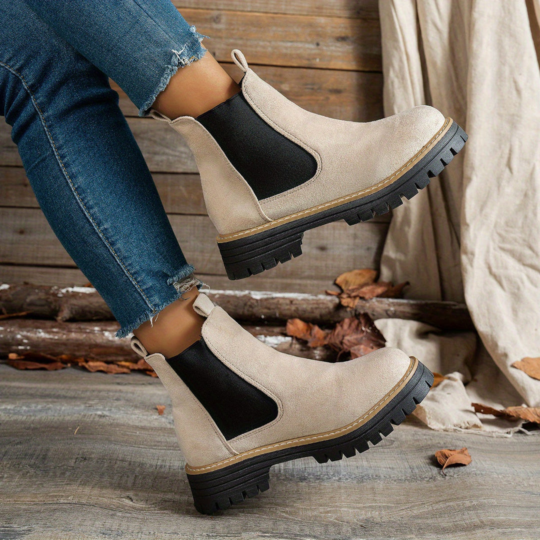 Women's Platform Lug Sole Slip On Chelsea Ankle Boots