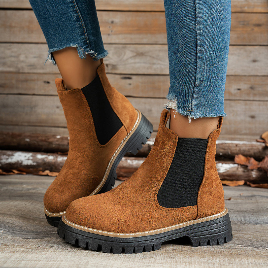 Women's Platform Lug Sole Slip On Chelsea Ankle Boots