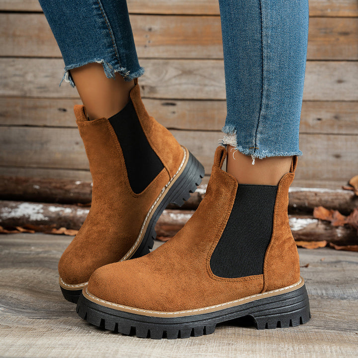 Women's Platform Lug Sole Slip On Chelsea Ankle Boots