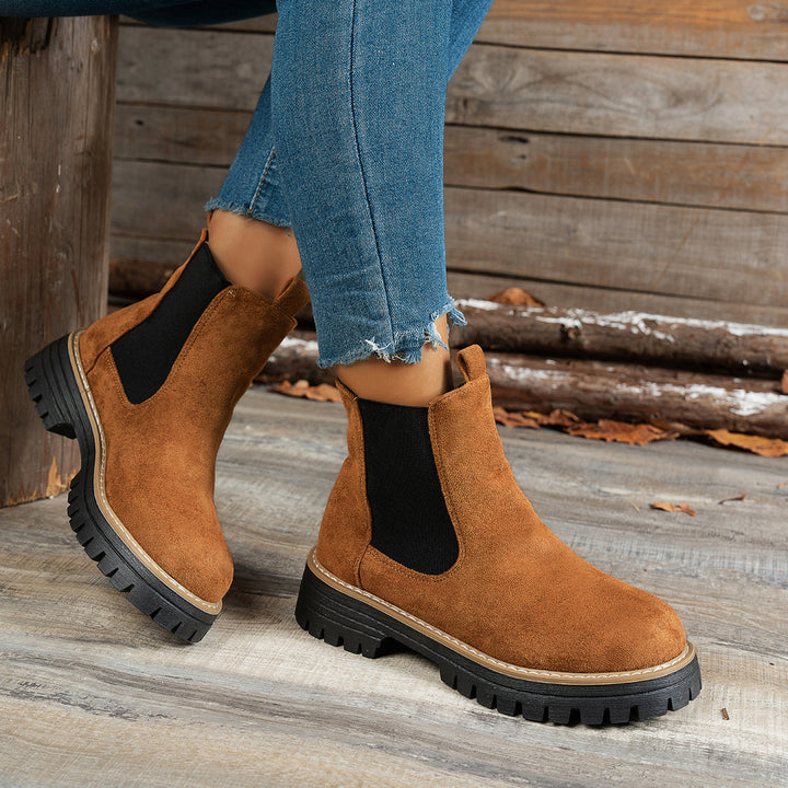 Women's Platform Lug Sole Slip On Chelsea Ankle Boots
