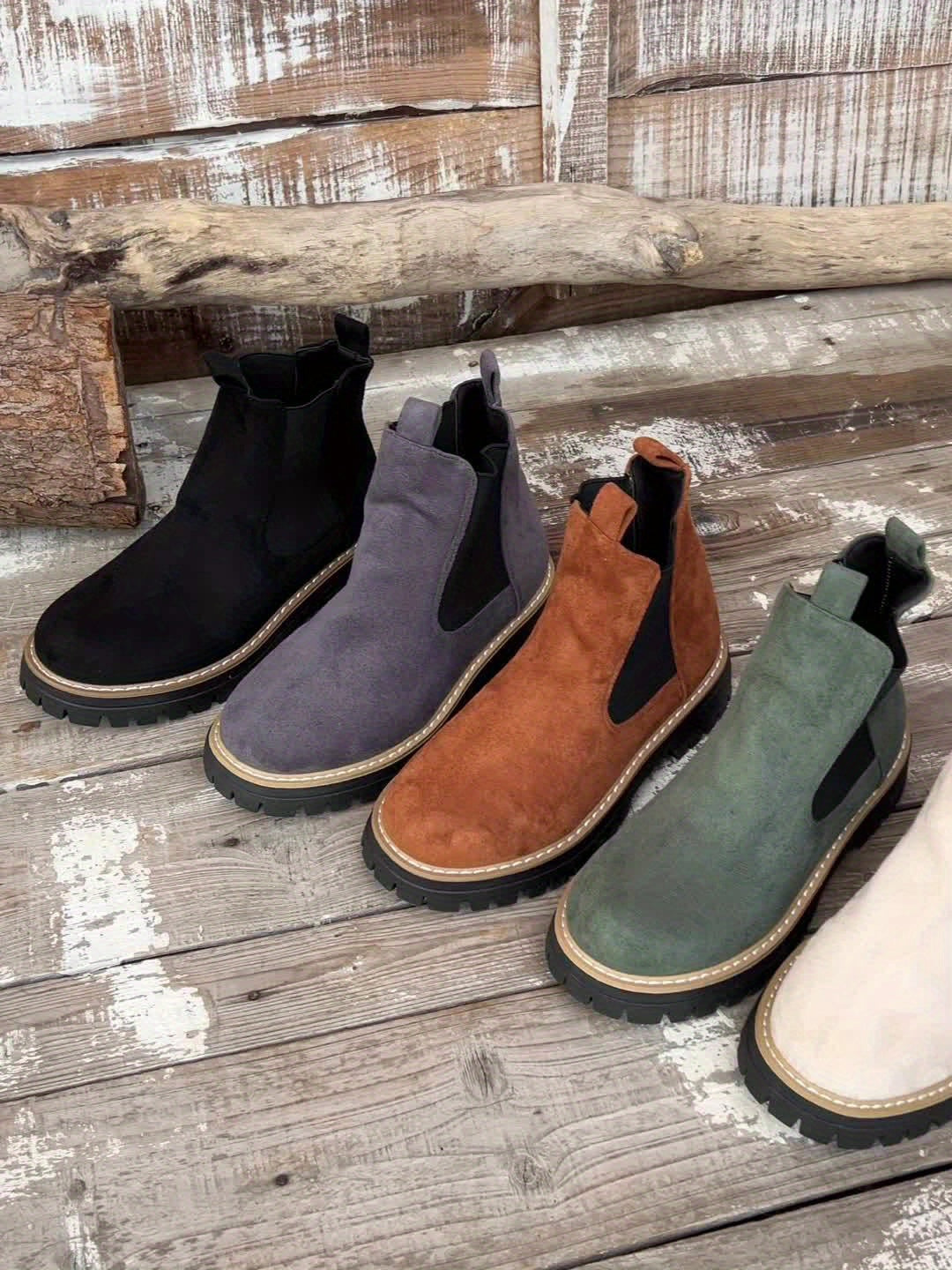 Women's Platform Lug Sole Slip On Chelsea Ankle Boots