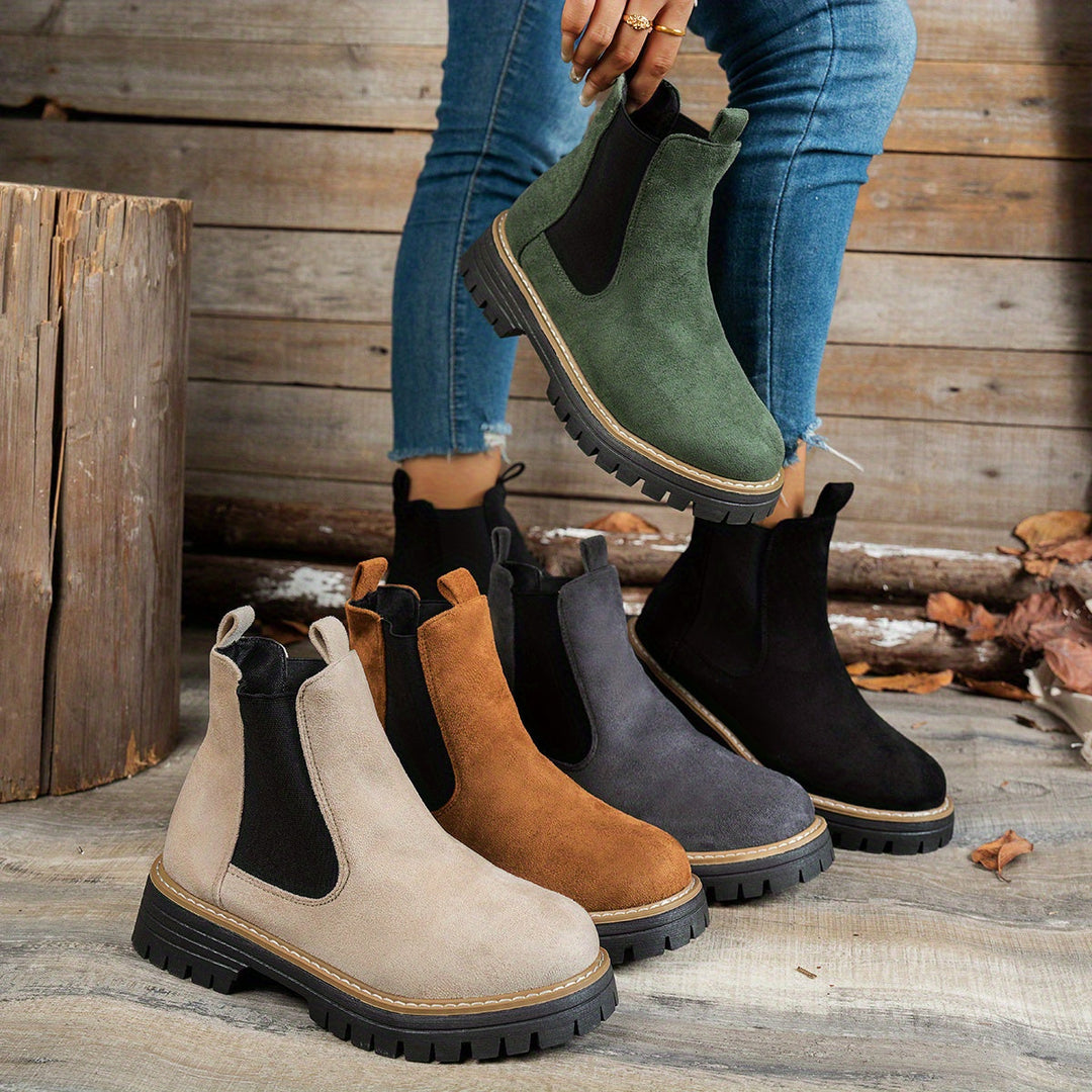 Women's Platform Lug Sole Slip On Chelsea Ankle Boots