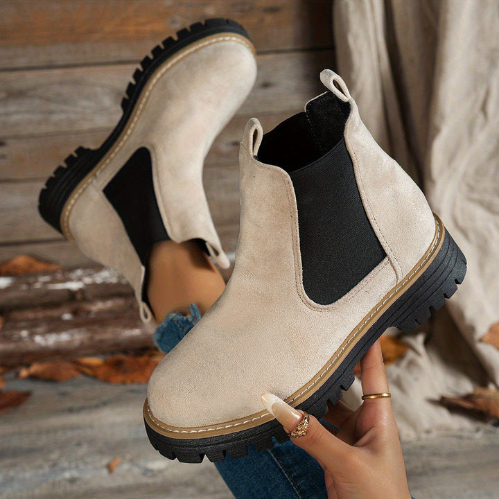 Women's Platform Lug Sole Slip On Chelsea Ankle Boots