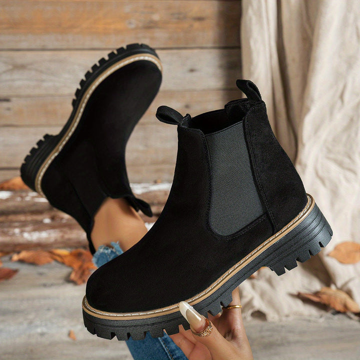 Women's Platform Lug Sole Slip On Chelsea Ankle Boots