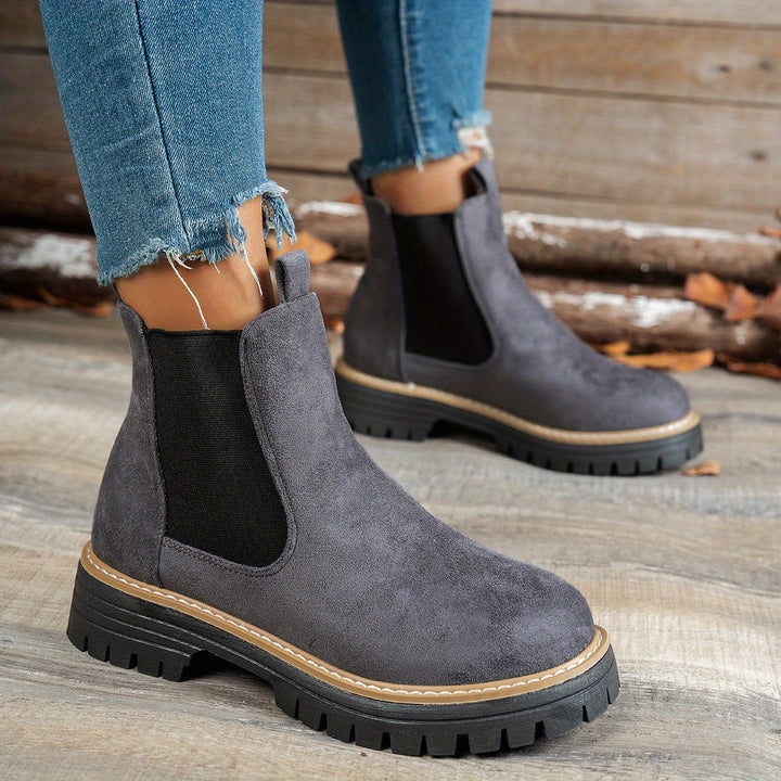 Women's Platform Lug Sole Slip On Chelsea Ankle Boots
