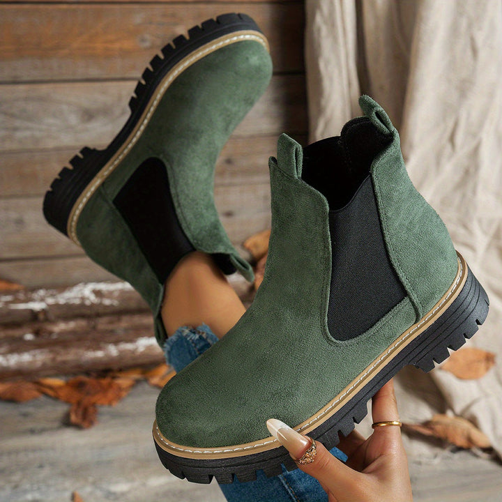 Women's Platform Lug Sole Slip On Chelsea Ankle Boots