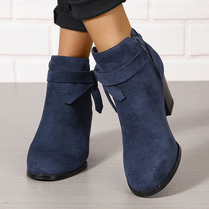 Women's Pointed Toe Side Zip Block Heel Ankle Boots