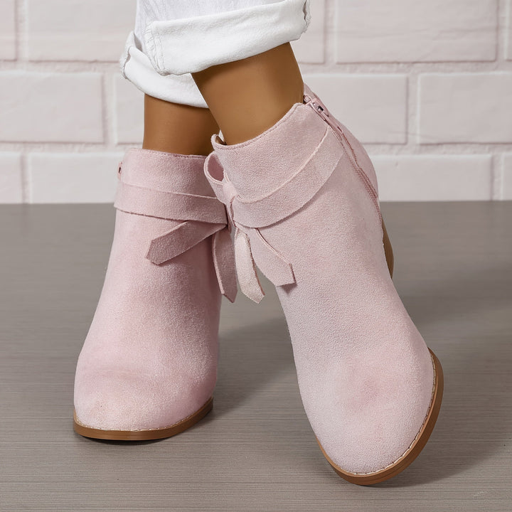 Women's Pointed Toe Side Zip Block Heel Ankle Boots
