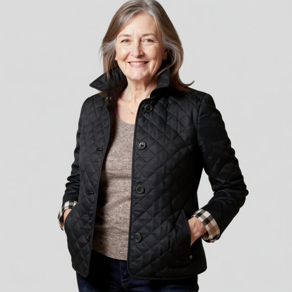 Women's Quilted Lapel Collar Relaxed Fit Winter Jacket
