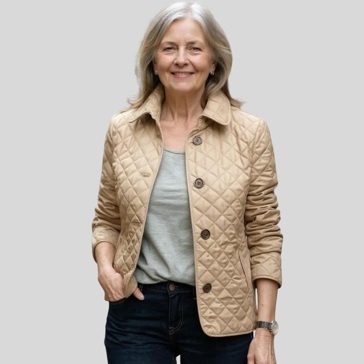 Women's Quilted Lapel Collar Relaxed Fit Winter Jacket