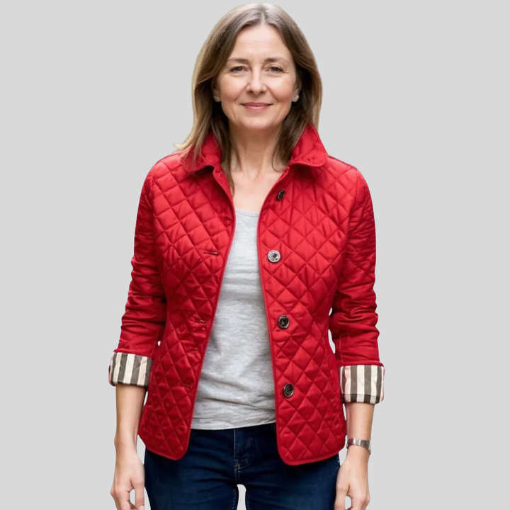 Women's Quilted Lapel Collar Relaxed Fit Winter Jacket