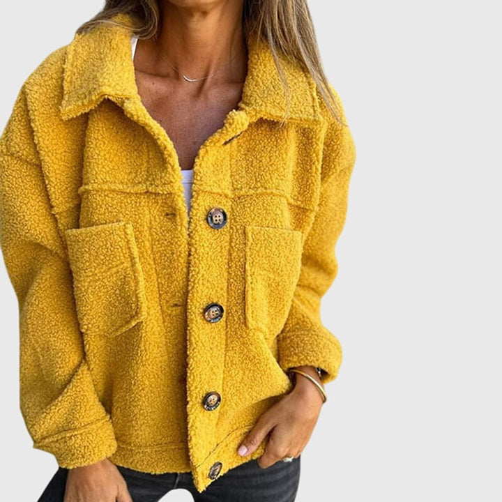 Women's Sherpa Fleece Button Front Chest Pocket Fall Jacket
