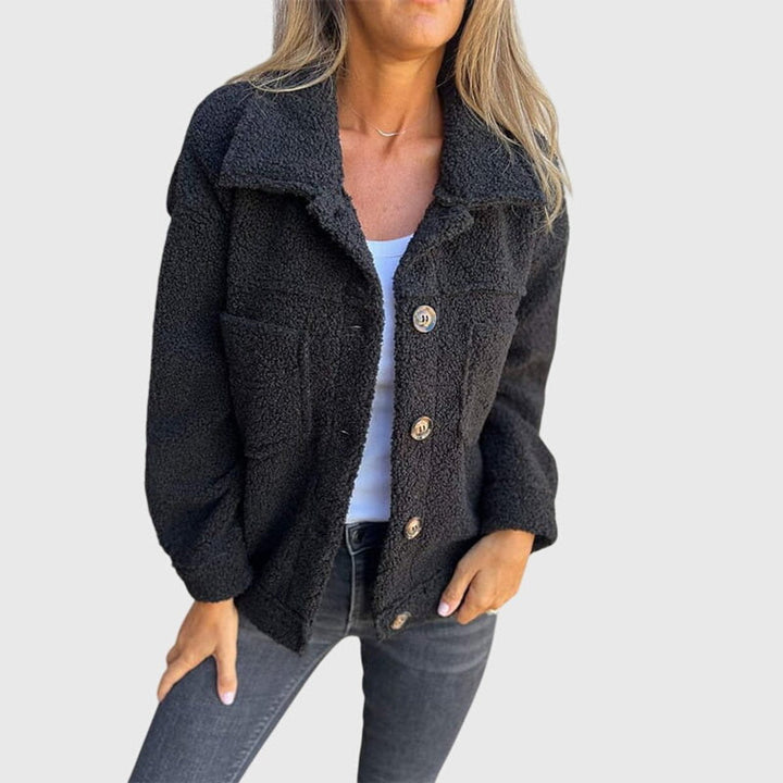 Women's Sherpa Fleece Button Front Chest Pocket Fall Jacket