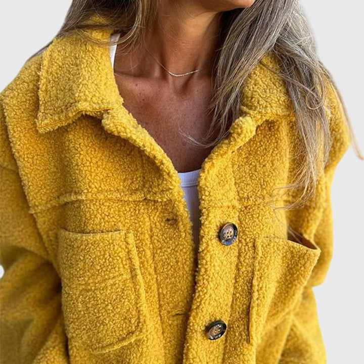 Women's Sherpa Fleece Button Front Chest Pocket Fall Jacket