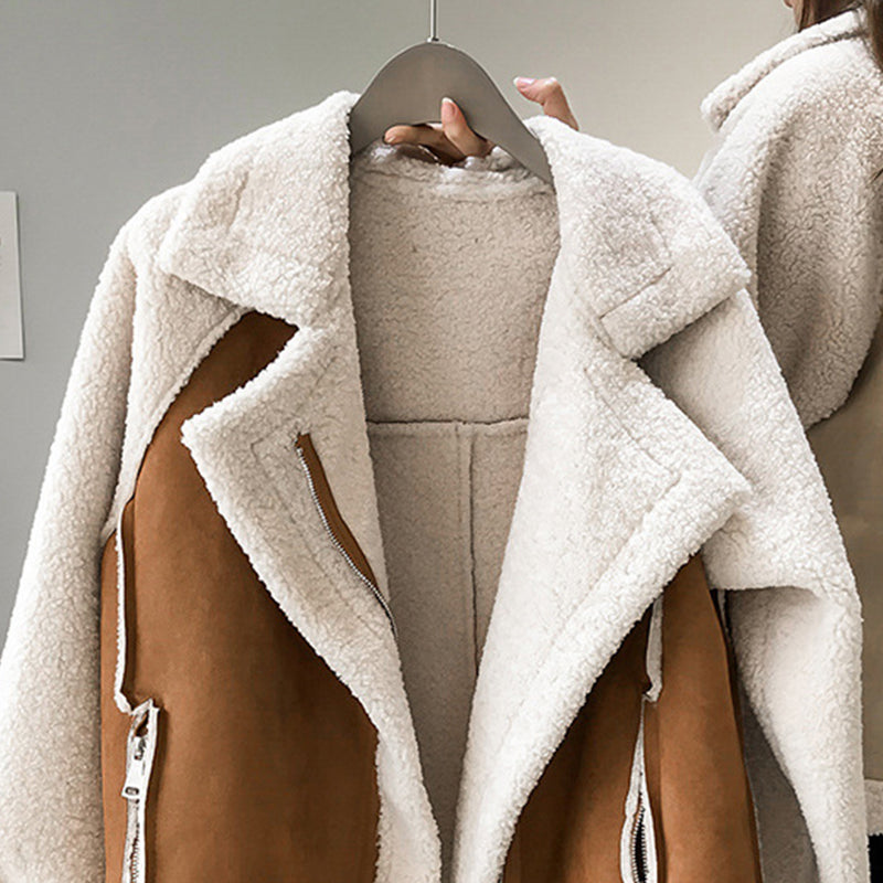 Women's Sherpa Lined Oversized Collar Aviator Jacket