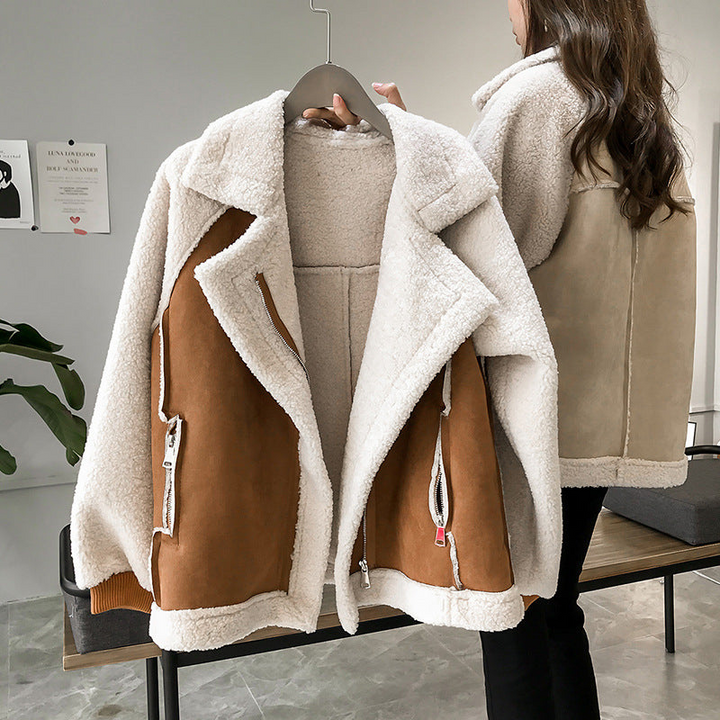 Women's Sherpa Lined Oversized Collar Aviator Jacket