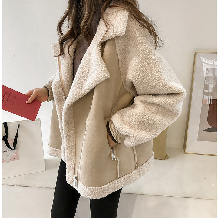 Women's Sherpa Lined Oversized Collar Aviator Jacket