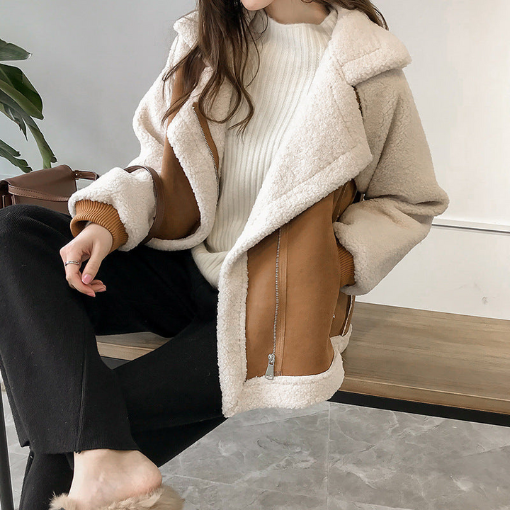 Women's Sherpa Lined Oversized Collar Aviator Jacket