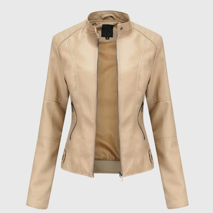 Women's Slim Fit Moto Faux Leather Zip Pocket Jacket