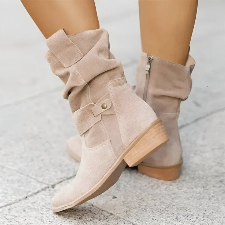 Women's Slouchy Faux Suede Block Heel Knee High Boots