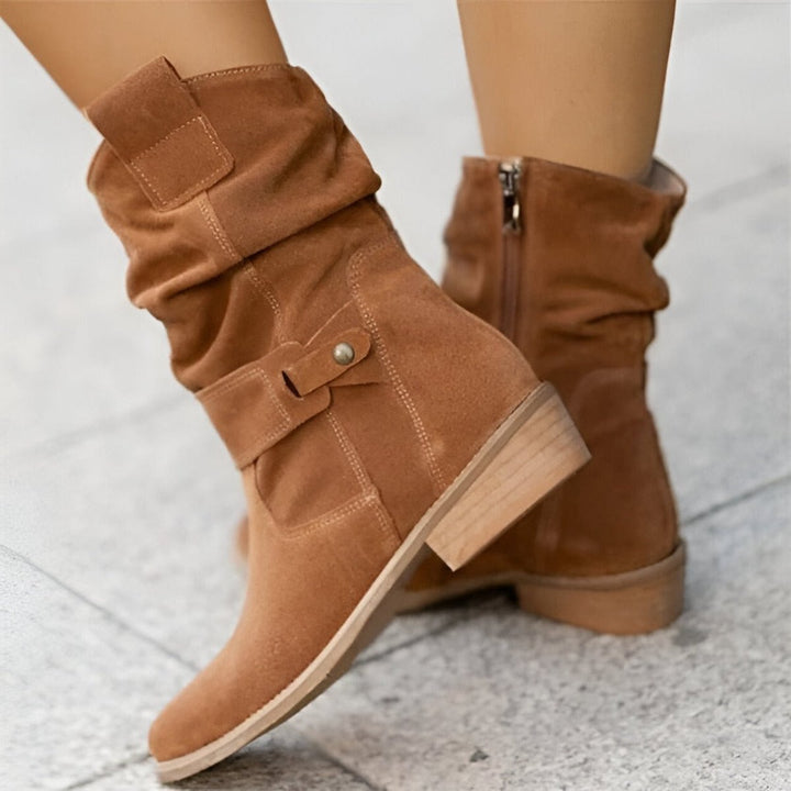 Women's Slouchy Faux Suede Block Heel Knee High Boots