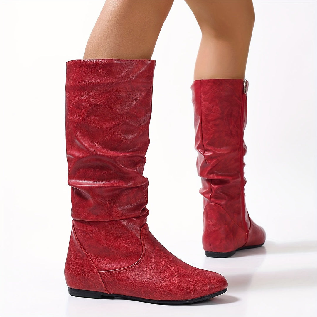 Women's Slouchy Knee High Flat Heel Round Toe Boots
