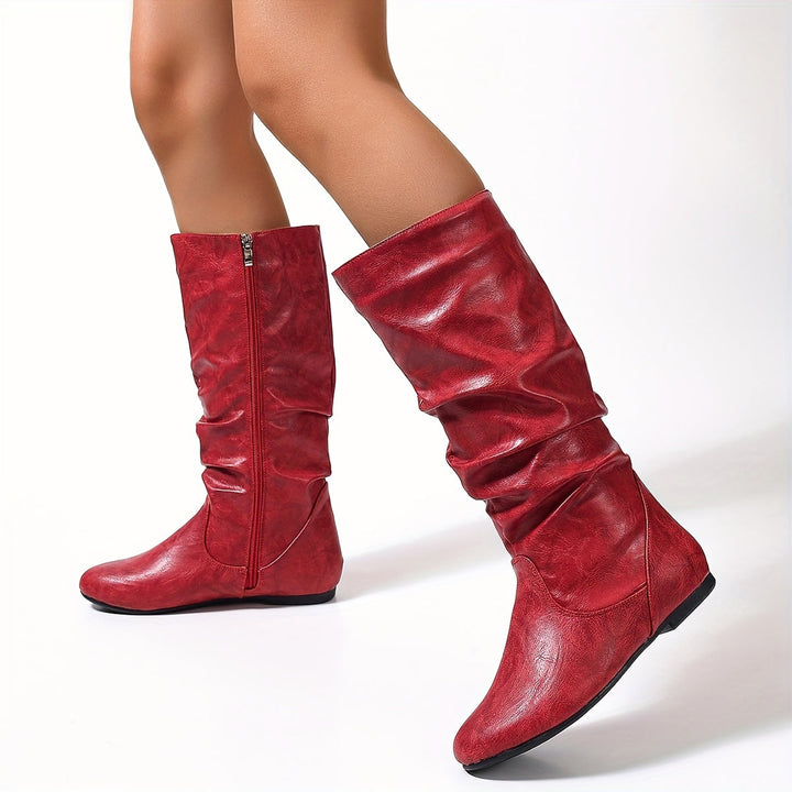 Women's Slouchy Knee High Flat Heel Round Toe Boots