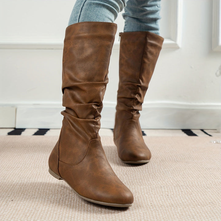 Women's Slouchy Knee High Flat Heel Round Toe Boots
