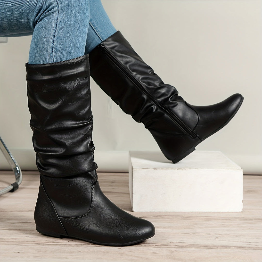 Women's Slouchy Knee High Flat Heel Round Toe Boots