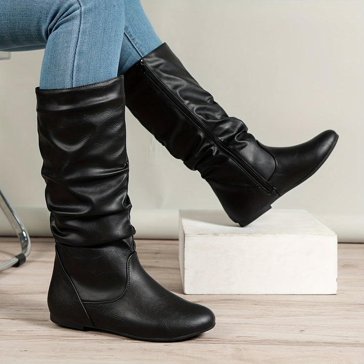 Women's Slouchy Knee High Flat Heel Round Toe Boots