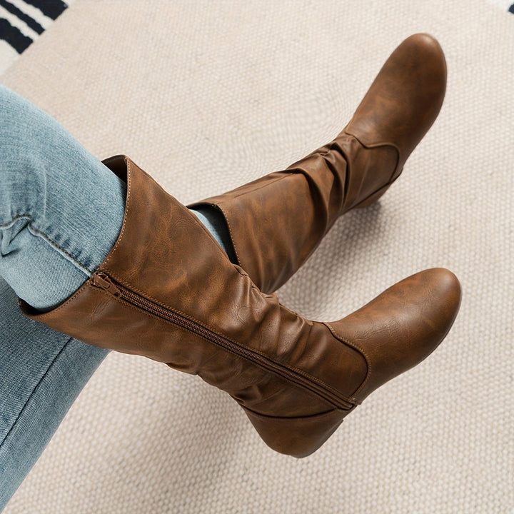 Women's Slouchy Knee High Flat Heel Round Toe Boots